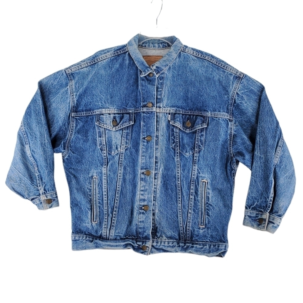 Vtg 80s Levis Trucker Jean Jacket Type 3 Men M Blue 77930 Chore USA Made 02/87